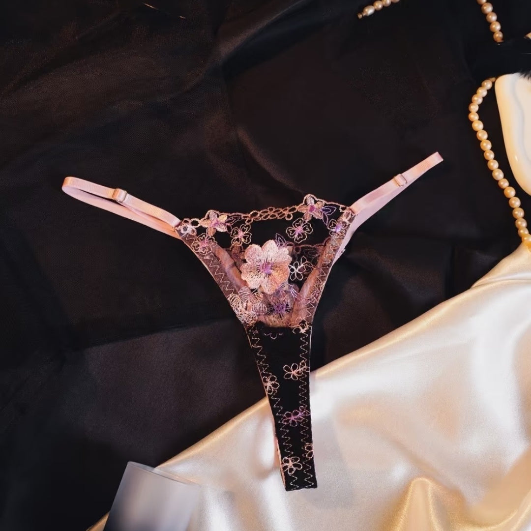 Purple Sheer Mesh Lingerie Set