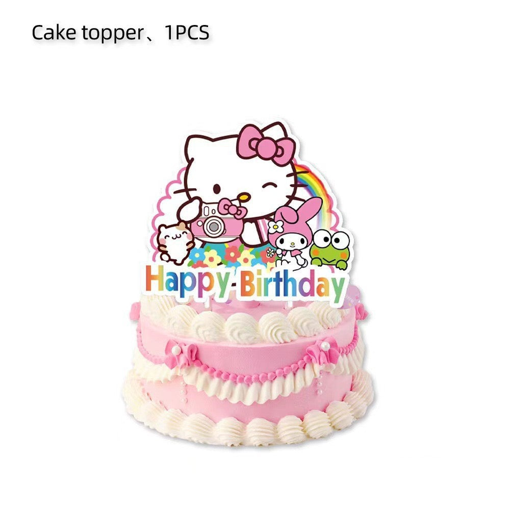 HK--Pink Children's Birthday Party Decoration and Tableware Set