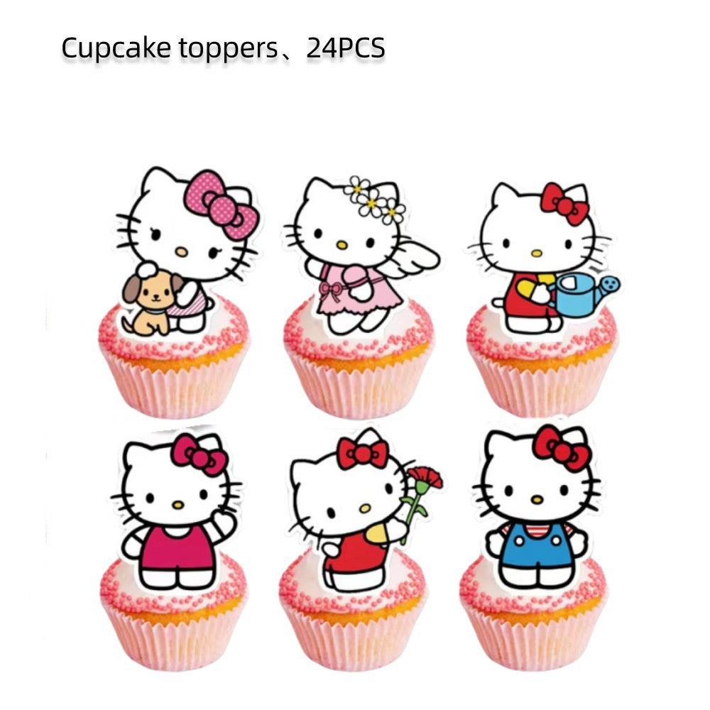 HK--Pink Children's Birthday Party Decoration and Tableware Set