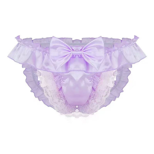 Taro Purple Lace Men's Underwear with Bowknot