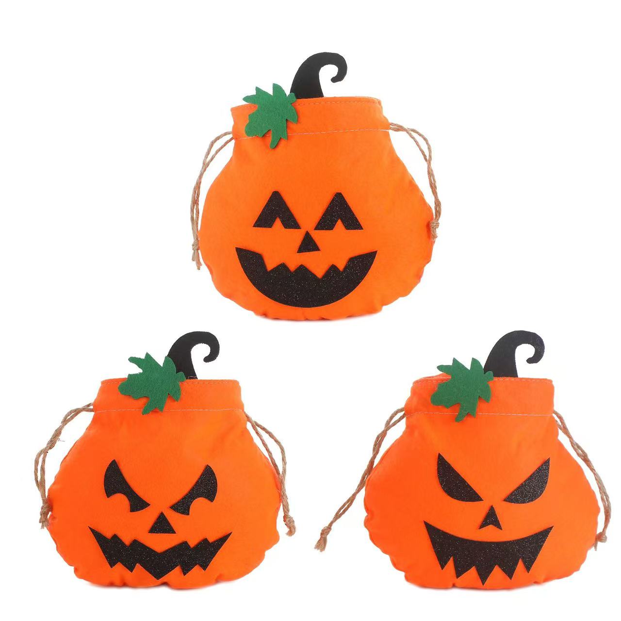 Pumpkin-Face Handheld Bag – Halloween Candy/Gift Bag for Kids